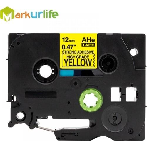 HGe-S631 Black on Yellow Extra Strength Label Tape Compatible for Brother HGe-S631 12mm P-Touch labeling tapes, 0.47" x 26.2