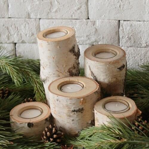 Personality Wooden Candlestick With Candle DIY Craft Wedding Party Decoration Supplies