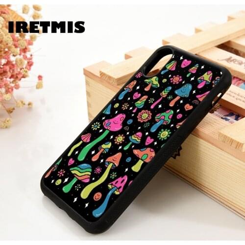 Iretmis 5 5S SE 6 6S TPU Silicone Rubber Phone Case Cover for iPhone 7 8 Plus X Xs 11 12 MINI Pro Max XR Rainbow Mushrooms
