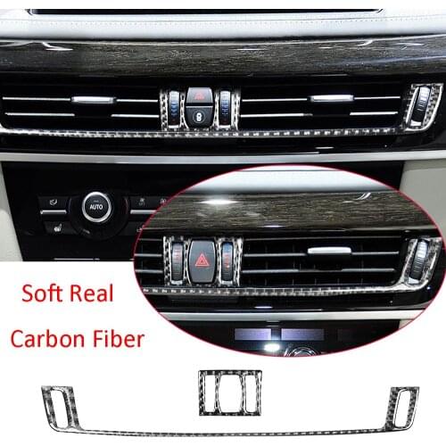 Soft Real Carbon Fiber Center Air Vent Outlet Cover Kit For BMW X5 F15 X6 F16 2014-2018
