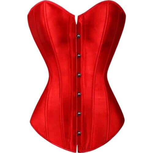 Steampunk Corset Pure Gothic Women Satin Sexy Bustier Lace up Boned Corset Overbust Lingerie Top Brocade Plus Size Shapewear