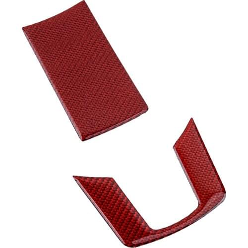 2Pcs Carbon Fiber Red Front Steering Wheel Panel Cover Trim Car Decoration Fit for Dodge Challenger 2011 2012 2013 2014