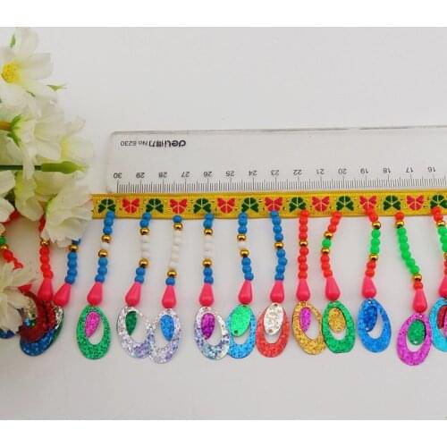 Beading Fringe Pearled Beaded Lace 1 Yard Fringe Tassel Latin Trimming Ribbons Tassel Appliques Trims Sewing Trim 7cm