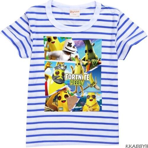 Fortnites Summer Middle School Childrens Short Sleeve Striped T-Shirt Childrens Striped Jacket