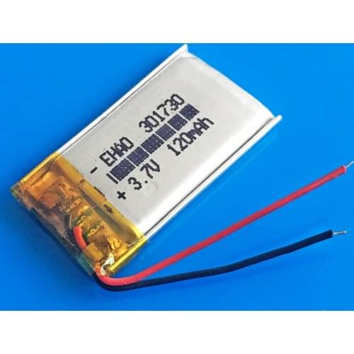 301730 3.7V 120mAh Polymer lithium Lipo battery rechargeable customized wholesale CE FCC ROHS MSDS quality certification