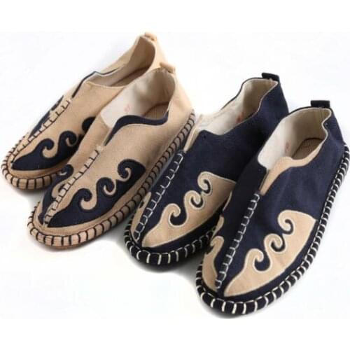Asian National Ethnic canvas shoes men 2020 new style breathable sole flat heel Taoist Zen shoes Chinese ancient charm Shoes