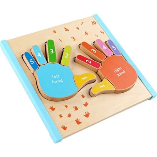 Learning Puzzle Wooden Colored Left and Right Hand Digital Color Matching Board Educational Toy Boy Girl Gift