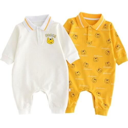 Infant Baby Boys Clothes Long Sleeve Autumn One-Piece Cotton White Rompers Boutique Clothing Cartoon Ropa De Bebe 0-18m