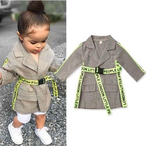2020 Fashion Kids Baby Girls Jackets Coats Autumn Winter Kids Clothes Plaid Print Formal Children Coats Outwear 0-6Y