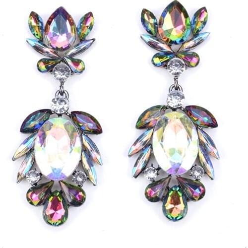 Multicolored Boho Ethnic Long Crystal Earrings For Women Indian Vintage Statement Wedding Bridal Earrings Woman Christmas Gift