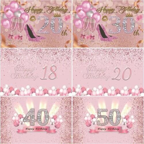 Pink Happy Birthday Holiday Party Supplies Banner Baby Shower Vinyl Photography Props Studio Home Decoration Background