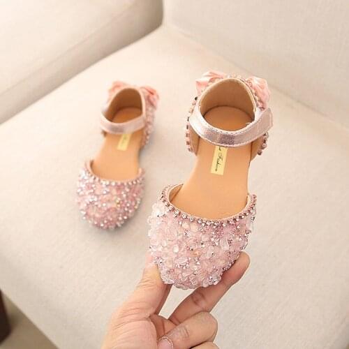 Sandals for Girls Summer Children Kids Baby Girls Bowknot Crystal Princess Sandals wedding shoes