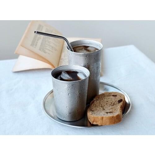 Modern Coffee Cup Metal Stainless Steel Coffee Cup Set Nordic Chic Tea Mug Cold Drink Cups with Plate Reusable Cup Drinkware