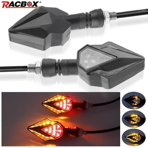 Motorcycle LED Turn Signal Light Motorbike Arrow Yellow Red Lamp Rear Flashing Signal Brake Lights Indicators For Honda Yamaha