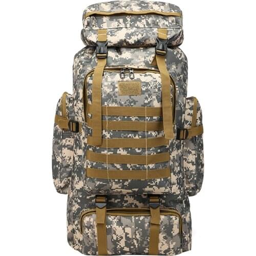 Outdoor Tactics Backpack Camouflage Large Travel Hiking Bag Anti-Thief Buckle Double-Head Zipper Waterproof Camping Backpack