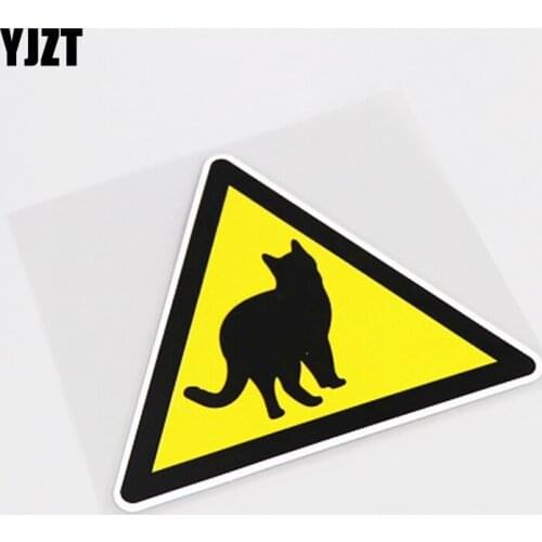 YJZT 12.5CM*10.5CM Interesting Animal Cat Warning Mark PVC Car Sticker Decal 13-0937