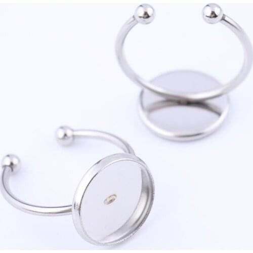 10pcs Ring Setting Blanks Fit 10mm 12mm 20mm Cabochon Base Trays Stainless Steel Diy For Jewerly Making Suplies