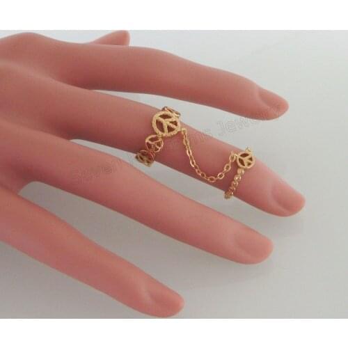 ORDER 10$ is free shipping /NEW PEACE SIGN - YELLOW GOLD GP OVERLAY FILLED BRASS RING FIT FOR SIZE 4 TO SIZE 7/GREAT GIFT