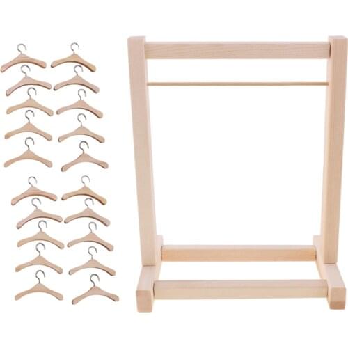 1/6 Doll Wooden Detachable Garment Rack Clothes Organizer For Blythe Toy