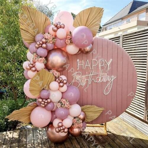 1 Set Retro Pink Balloon Garland Arch Kit Chrome Rose Gold Balloons Wedding Party Decor Birthday Baby Shower Globos Supplies