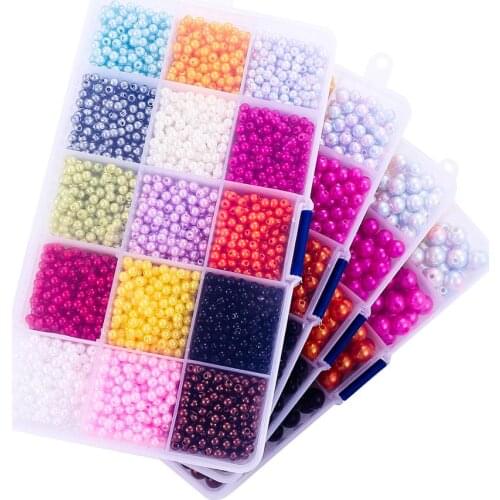 1BOX 4 6 8 10mm Acrylic ABS Imitation Pearls Beads Kit Box Round Loose Spacer Loose Beads For Jewelry Making Necklace Bracelet