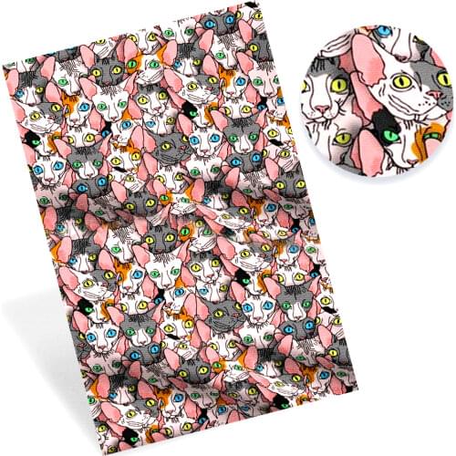 JOJO BOWS 22*30cm 1pc Faux Leather Sheets Cartoon Animals Printed Synthetic Leather Fabric For Crafts Handmade Bows Bag Material