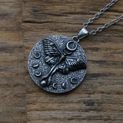 12PCS Pendants Jewelry Necklaces Moon Skull Necklace Jewelry Moon Phase With Moth Occult Witch Goth Jewelry