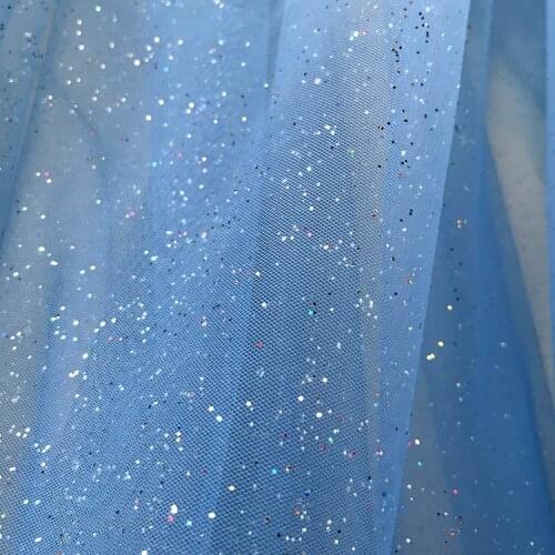 130cm*1yard Gradient color Star-sky Glitter Net Yarn Bronzing Spray Sequin Transparent Gowns Tulle lace Fabric for Women Dresses