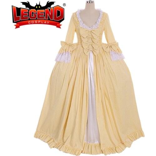 18th Marie Antoinette Victorian rococo yellow costume dress Halloween French Court Dress rococo cotton dress good quality