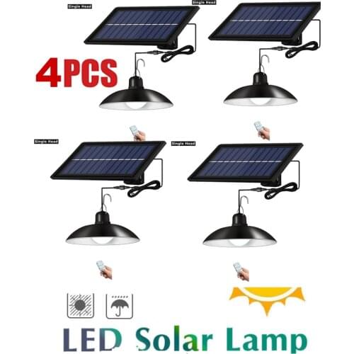 4pcs remote 30 led 2 head Retro Lampshade Solar sensor Pendant LED Light Outdoor Garden Decoration Solar Spotlight Yard Street L
