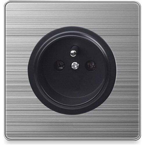 86 type Europe UK Socket 1 2 3 Gang 1 2 Way home switch with led brushed stainless steel switch France Germany socket