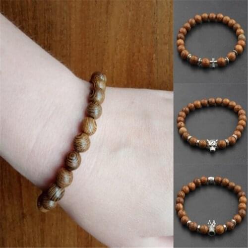 Unisex Natural Sandalwood Beads Buddhist Buddha Wood Prayer Beaded Rosary Bracelets Bracelet for Men Women Jewelry