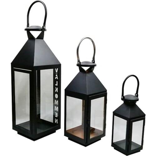 Black metal lantern metal candle holder