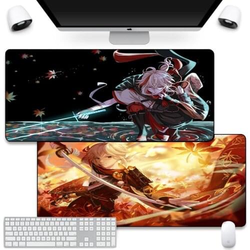 Genshin Impact Kazuha XXL Long Mouse Pad Comtuper DeskMat Large Mousepad Carpet Gaming Accessoroes Laptop Gamer Keyboard MausMat