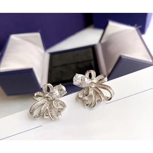 Hot Brand Pure S925 Sterling Silver Jewelry Top Quality Popular brand CZ Zircon Earrings meteor Summer taste stud Earrings