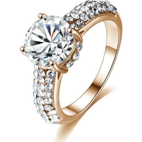 Classic AAA White Cubic Zircon Crystal Rings For Women Female Wedding Band Ring Jewelry Luxury