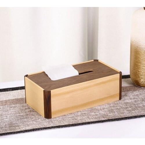 2PCS Black Walnut Napkins Holder Solid Wood Pumping Paper Storage Box Bedroom Tissue Boxes Living Room Decoration