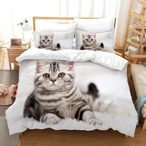 Cute Pet Cats Bedding Set Kawaii Animal Duvet Cover Sets Comforter Bed Linen Twin Queen King Single Size Dropshipping