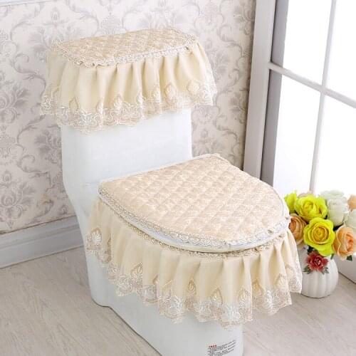 Lace velvet three-piece toilet cover U-shaped WC cover home decoration bathroom toilet mat toilet seat