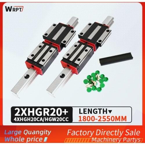 HGR20 1800mm-2550mm linear guide 2pc HGH20 + 4pc HGH20CA linear narrow / flange bracket slider HGW20CC cnc parts