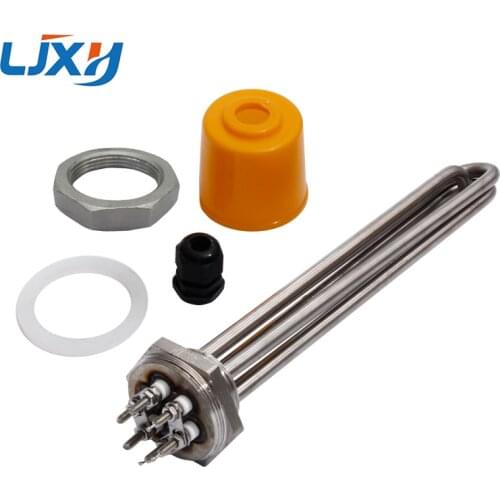 LJXH DN40 Immersion Water Heating Tube 1.5" Thread 220V/380V Power 3KW/4.5KW/6KW/9KW/12KW 304SS with Locknut for Boiler Air Tank