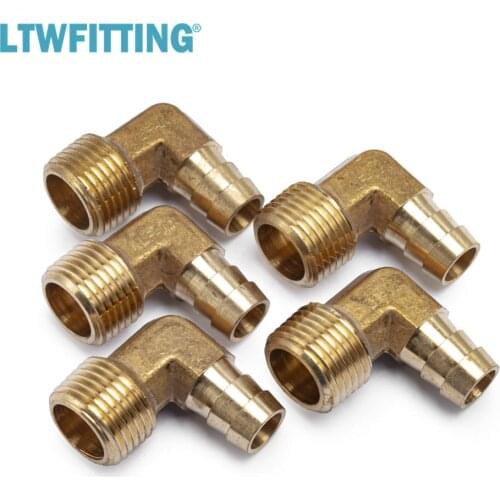 LTWFITTING 90 Deg Elbow Brass Barb Fitting 1/2" Hose Barb x 1/2" Male NPT Thread Fuel Boat