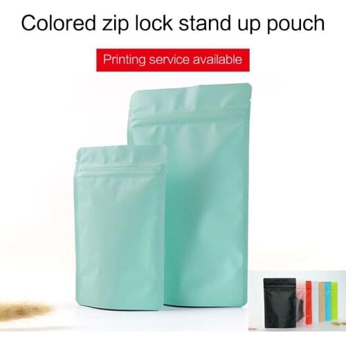 Matte blue stand up pouch with zipper aluminum foil VMPET zip lock bag tea coffee bean food packaging bags custom printing