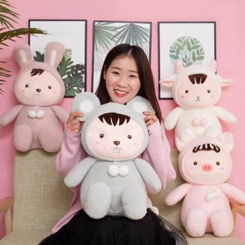 Kawaii Soft Animal Cartoon Pillow Doll Cute Rabbit Sheep Mouse Pig Plush Toy Stuffed Lovely Kids Baby Birthday Gift 35cm/45cm