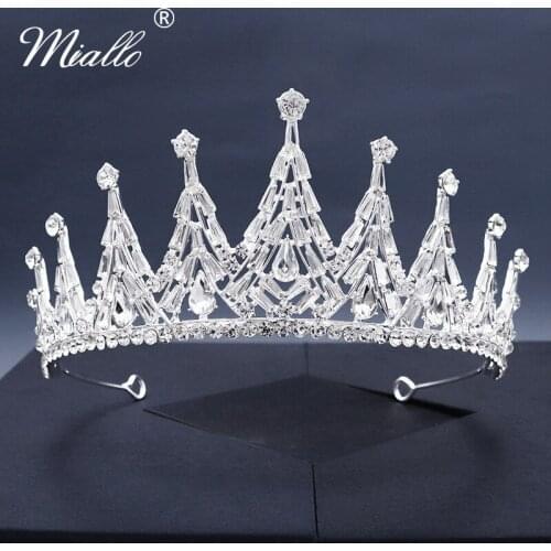 Miallo Fashion Crystal Bridal Wedding Crown Silver Color Tiaras and Crowns Hair Jewelry for Women Accessories Bride Headpiece