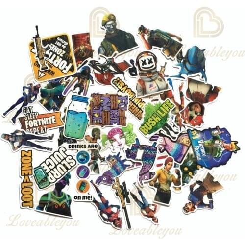 Fortnite Stickers Skateboard Suitcase Wall Luggage Laptop Kid Classic Toy 12/38/40/50/100/150pcs Waterproof Cartoon Stickers