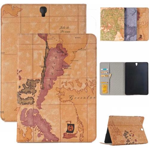 New Print Map Coque For Samsung Galaxy Tab S3 9.7 T820 T825 Case Card Slot Leather PU Stand Flip Case For Samsung T820 T825 Case