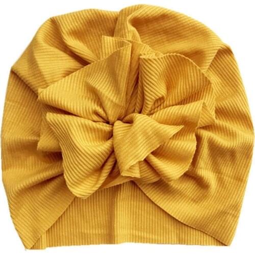 Newborn Baby Solid Color Hat Knitted Striped Flowers Cotton Cloth Beanie Super Soft Turban Baby Bow Headwear For 0-2Years