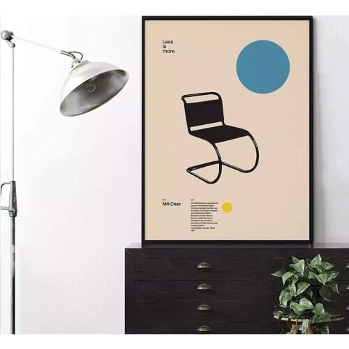 Poster MR Chair, Ludwig Mies van der Rohe, Minimal Furniture Design Bauhaus Design canvas poster hd print wall art painting