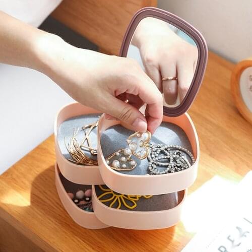 Plastic Four-layer Jewelry Storage Box European Korean Style Ear Stud Necklace Ring Jewelry Portable Travel Organizer Women Gift